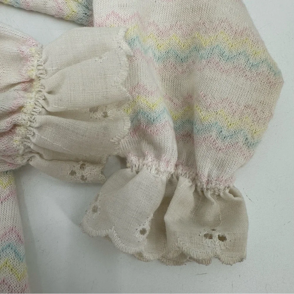 3/$15 VTG CARTERS Baby Tee 24 Months L/S Eyelet Elephant Applique Pastel Top USA
